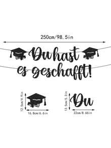 Abschluss Dekoration "Du Hast Es Geschafft" Banner, Papier Glückwunsch Dekoration für bestandene Prüfungen, Abitur Bachelor Abschlussfeier - Übersicht 2