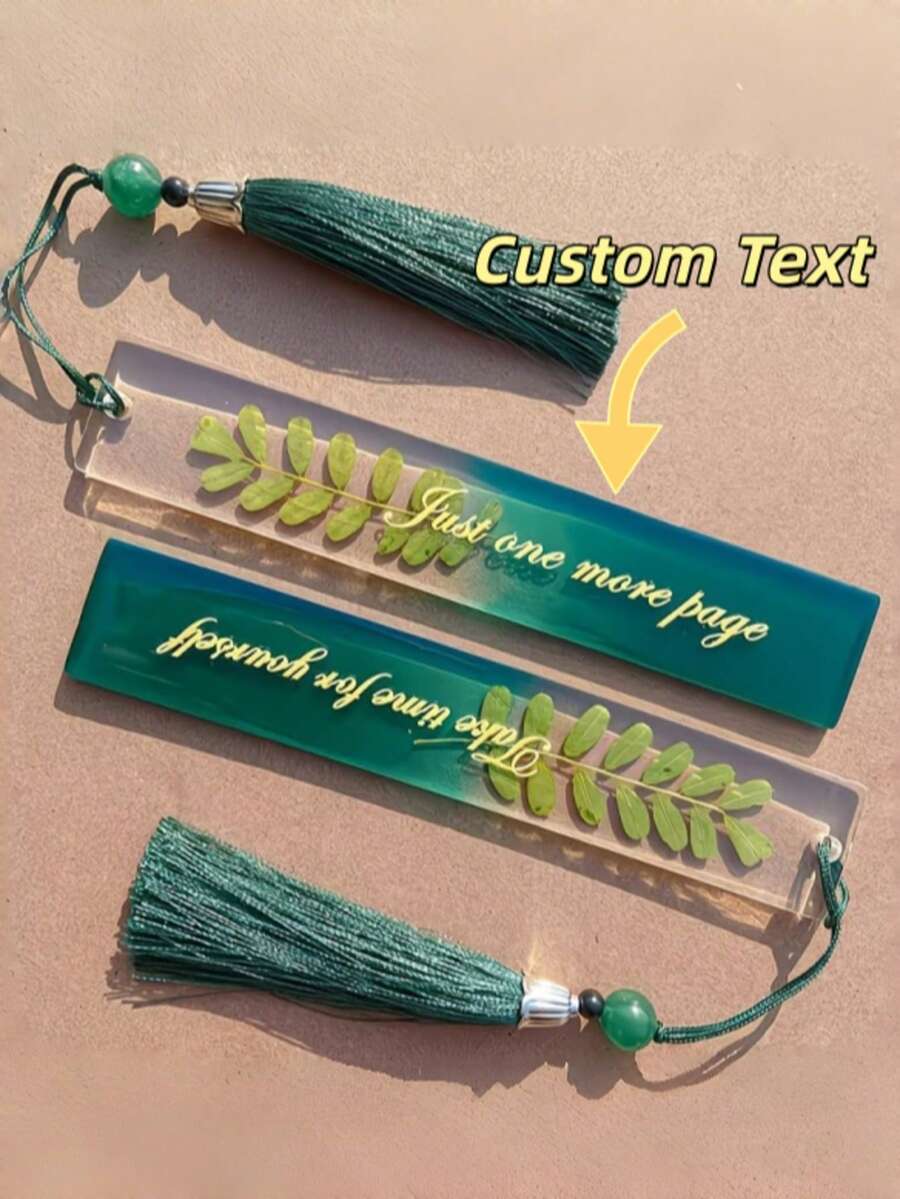 Bộ quà tặng gồm 1/2 chiếc bookmark hình lá cây thủ công làm bằng nhựa epoxy, thích hợp làm quà tặng ngày lễ. - Nhiều màu - Xem 1