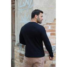 KIT 2 Men's Slim Fit Henley T-Shirt Long Sleeve 4 Buttons J SILVER - Portuguese Collar - Various Colors - 黑色,酒紅色 - 查看 3