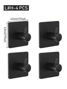 1/4pcs Square Adhesive Hooks, Wall-Mounted No Drill Towel Hooks, Hanger Hooks, Shower Clothes Rack, Home & Apartment Essential, Bathroom Kitchen Organizer And Storage - Please Choose - View 10