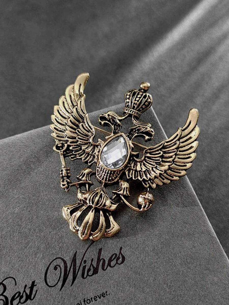 Vintage Eagle Alloy Brooch, Crown Eagle Lapel Pin Decoration For Men's Suit Jacket - Multicolor - View 1