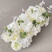 Long Artificial Rose Flower Arch Decor, Tabletop Center Piece Decoration, Wall Background Decor For Wedding Party - White - View 8