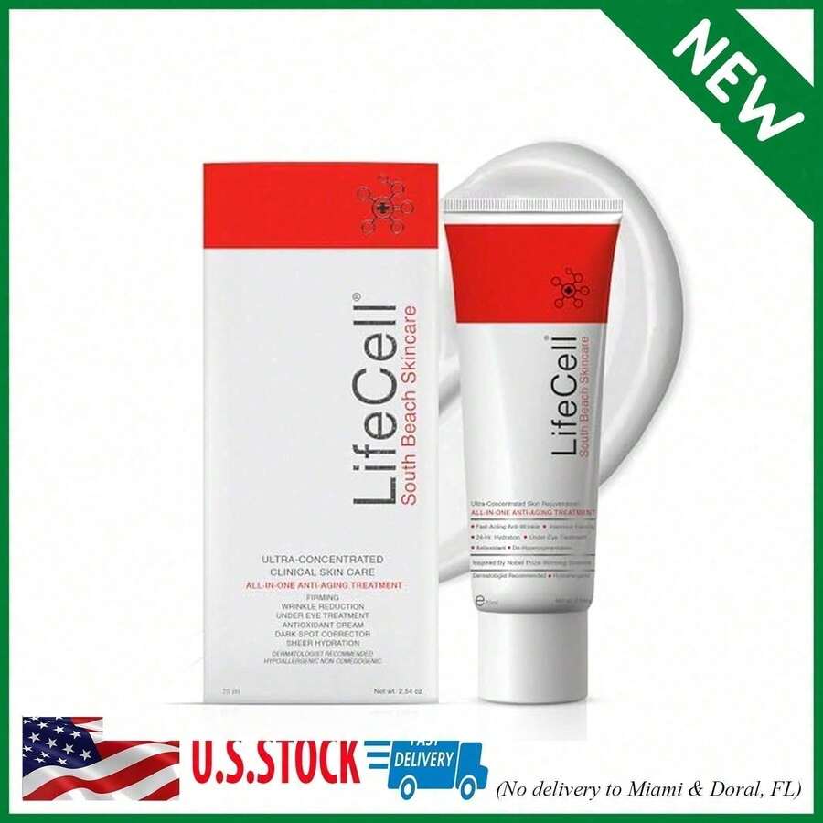 LifeCell-All In One Anti-Aging Cream – Reduces Wrinkles, Fine Lines, Dark Circles & Sun Damage – Retinol, Vitamin C, DMAE & Hyaluronic Acid – Fragrance-Free, For All Skin Types (2.54oz) HHYD - 1 - Xem 1