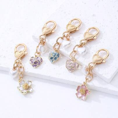 1 chiếc móc khóa hình hoa, bướm, trái tim tối giản nhiều màu sắc mùa xuân, phụ kiện đa năng cho ba lô, phụ kiện dễ thương dành cho bé gái