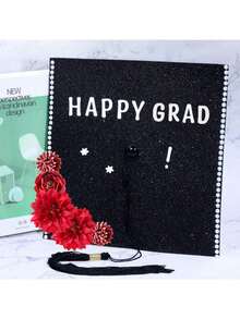 9/3pcs Graduation Cap DIY Glitter Paper Decoration Set, Graduation Cap DIY Decoration Materials, Graduation Photo Prop, Back To School Graduation Cap Decor, Creative DIY Decor For Graduation Gown, DIY Craft Materials For Graduation Party, Graduation Ceremony Small Gift - View 9