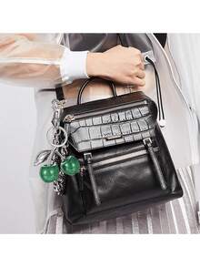 Cherry Shaped Keychain Bag Charm, Cute Car Keyring Accessory For Women, Perfect Christmas & Valentine's Day Gift - 銀色+綠 - 查看 5