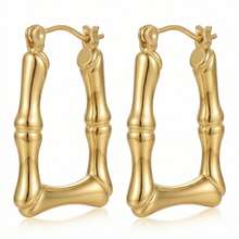 女士金色耳环，U形心形设计，简约时尚，适合日常佩戴 - 金色 - 查看 15