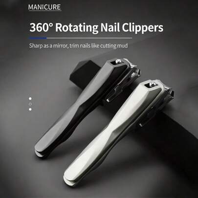 J·FOCUS 360 Degree Rotating Nail Clipper, Stainless Steel Sharp Curved Blade Nail Cutter, Ergonomic Non-Slip Handle Suitable For Men And Women Finger And Toenail Trimming, Ideal Gift For Nail Care Enthusiasts, Suitable For Home, Travel And Daily Nail Grooming