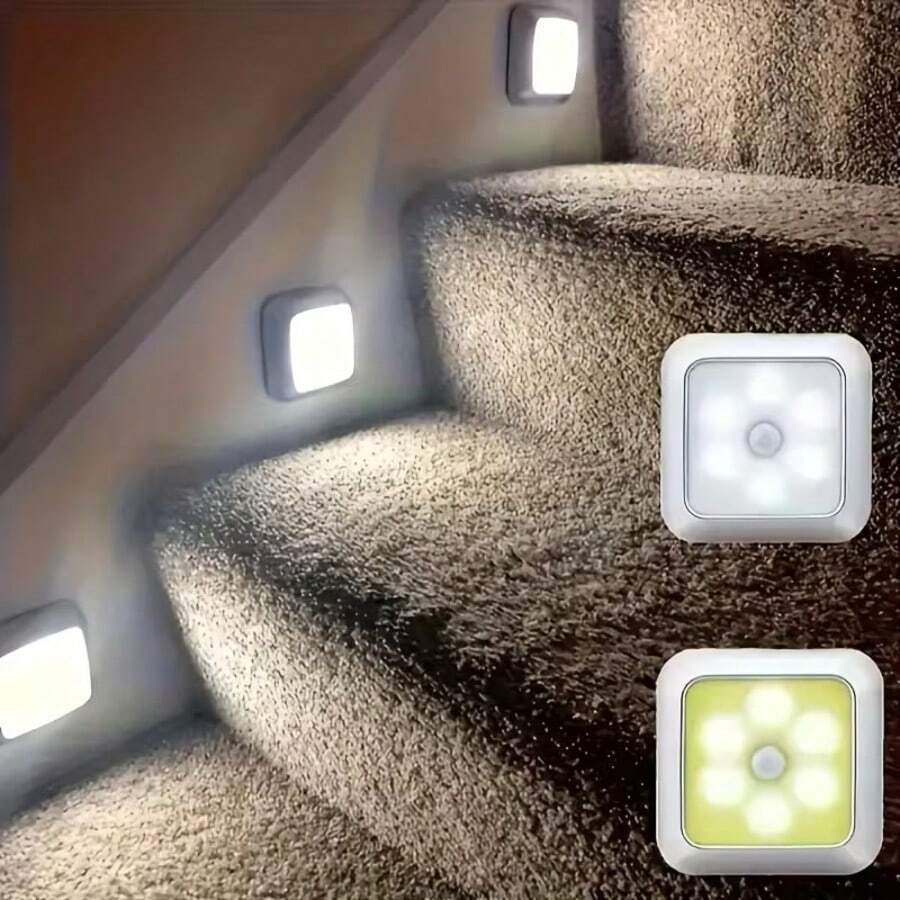1pc/3pcs, LED Motion Sensor Night Light, Battery Powered Wireless LED Lamp, Suitable For Bathroom, Bedside, Hallway, Stairs, Cabinet Etc. - Smart Sensor, Warm & White Light Options, Auto Shut Off After 15s, Bringing Safety And Comfort To Your Nighttime Home Life. - 白色 - 查看 1