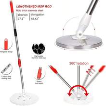 Rotary Mop And Bucket Set, Mop Bucket For Bathroom, School Bathroom, 360° Rotary Mop Bucket System, With 4 Replacement Microfiber Mop Heads And A 47-Inch Adjustable Handle, Used For Floor Cleaning, Bucket-Style Floor Cleaning Tool - Phiên bản nâng cấp, màu đen và đỏ, kèm theo bốn cây lau nhà. - Xem 7