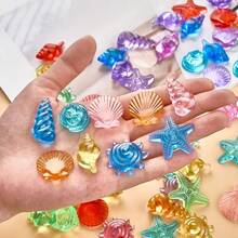 Creative Colorful Artificial Transparent Crystal Aquarium Decoration Featuring Seashells, Conches, And Starfish; Perfect For Beach Or Pool Parties, DIY Decorations, Summer Aquarium-Themed Decorations, And Aquarium Landscaping Stones. - Multicolor - View 4