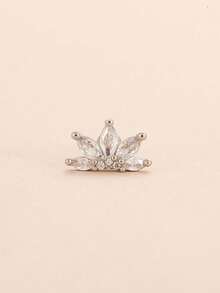1 chiếc khuyên mũi đính đá Zirconia, khuyên mũi xoắn bằng titan thời trang. - Bạc - Xem 3