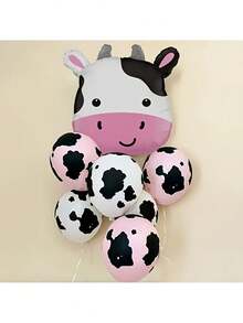 4/6pcs 21-Inch Cow Head Balloons - Cute Spotted Cow Design Party Decorations, Durable Farm Theme Balloons For Birthday Party, Summer Gathering, Indoor/Outdoor Use (No Electricity Required), Cow Decor, Indoor/Outdoor Balloons, Fun Design, Holiday Atmosphere Creation, Halloween Decor, Christmas Decor - Cow Head - View 5