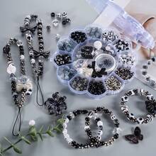 3件套13格珠子收纳盒，黑色系列，用于制作手链、手机挂绳、吊坠 - 黑與白 - 查看 4