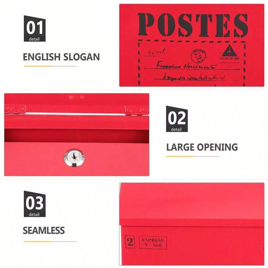 Post Box Large Letter Mail Box Steel Lockable Outdoor Wall Mounted With 2 Keys U - 30*22*7cm - View 1