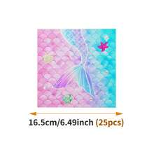 粉蓝渐变美人鱼鳞片一次性餐盘、餐巾纸和杯子套装，可供10位客人使用，一次性纸盘，派对用品，适合生日、婚礼、聚会、家庭野餐等场合。 - 查看 10