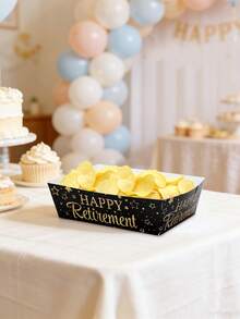 10/30/50pcs "Happy Retirement" Snack Trays - Disposable Food Containers, Retirement Themed Paper Plates, Popcorn Trays; Suitable For Farewell Party Decorations And Sendoff Event Serving Platters - Multicolor - View 6