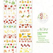 1 Roll Sulfuric Acid Paper Cutting Adhesive Decorative Tape, Fresh Salt Series Planner DIY Decorative Tape, Milk Salt Flower And Cloud Series, Suitable For Gifts, Office, Home, Marking, Labeling, Classroom, Entertainment Toys, Student Planners, Creative Retro Handmade Scrapbooking DIY Stickers - A - View 15