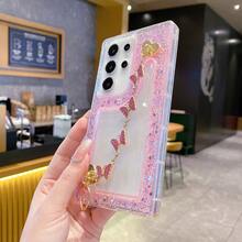 （蝴蝶链）透明硅胶4件套蝴蝶手链，防摔闪亮，高端时尚，镶钻边框保护壳，兼容 17 PROMAX /16 / 15 / 14 / 13 / 12 / 11 / XR / X / XMAX / 8P / 7P / 8 / 7 / 6... A123456789 S系列、摩托罗拉、传音... - 粉色 - 查看 4