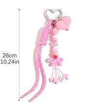 1 pieza Llavero con cuentas tejido a mano en color rosa - Elegante, dulce e iridiscente, accesorio para bolso con lazo - Multicolor - Ver 11