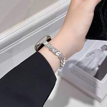 1pc CILOA New Metallic Rhinestone Silk Flower Strap, Niche Luxury Design Watch Band - 42/44/45/46/49 - View 4