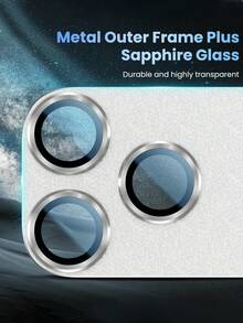 Luxury Solid Color 1pc 17 Pro Max 9H Tempered Glass Camera Lens Protector Premium Adhesive Design For Phone Case, Perfect Fit, Scratch/Fingerprint/Dust Proof, Fully Protective, High Transparency Lens Cover Maintains Original Photo Quality, Mother's Day Gift, Birthday Gift - Silver - View 3