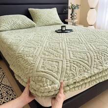 European Embossed Super Soft Bed Sheet/Blanket- Four Season Universal Warm Mattress Protective Cover, Soft Machine Washed Bedding, Deep Pocket Design, Suitable For Multiple Specifications Twin, Queen, King, Full.(NO Pillowcase) - Khaki - View 8
