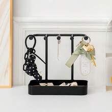 1个黑色/白色金属首饰收纳托盘，5层项链耳环展示架，可拆卸首饰树架，适用于项链、耳环、戒指，现代简约梳妆台面收纳架 - 彩色 - 查看 8