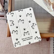 1 chiếc ốp lưng bảo vệ hai mặt in hình dấu chân mèo đen, có thể gập lại, xoay đa góc, kèm khe cắm bút và chức năng tự động tắt/mở màn hình, phù hợp với iPad Pro/Air, iPad 5/6/68. - Nhiều màu - Xem 2