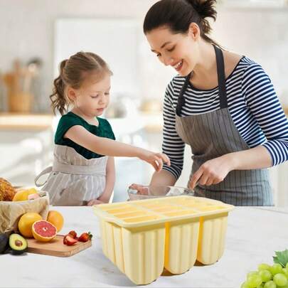 Bộ 12 khuôn làm kem que bằng silicon, thích hợp để làm kem và kem que tại nhà, bảo quản trong tủ lạnh. Khuôn làm kem que bằng silicon chống dính có nắp đậy, khuôn làm kem, dụng cụ nhà bếp.