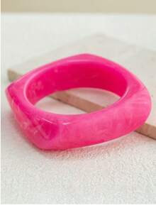 1 chiếc vòng tay cong bằng nhựa acetate họa tiết hình học, kiểu dáng mùa hè nhuộm tie-dye, không đối xứng, thời trang và đa năng dành cho nữ. - vòng đeo tay - Xem 14