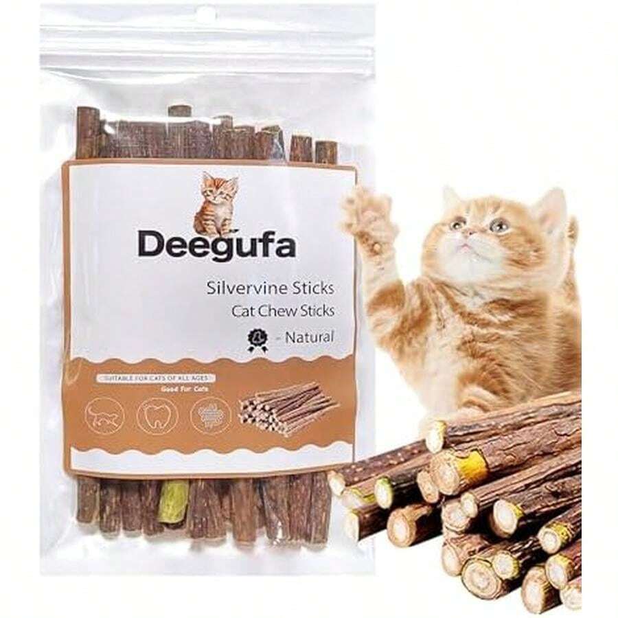 [ 35pcs Silvervine Sticks For Cats, Matatabi Cat Chew Sticks, Catnip Toys, Wooden Dental Sticks For Indoor Cats, Kitty, Kitten Teething Interactive Wand Toys - 15 PCS - View 1