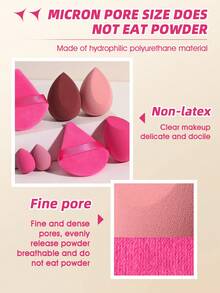 7件套化妆工具套装，包括：3个化妆海绵+2个三角粉扑+2个迷你化妆海绵 - 彩色 - 查看 6