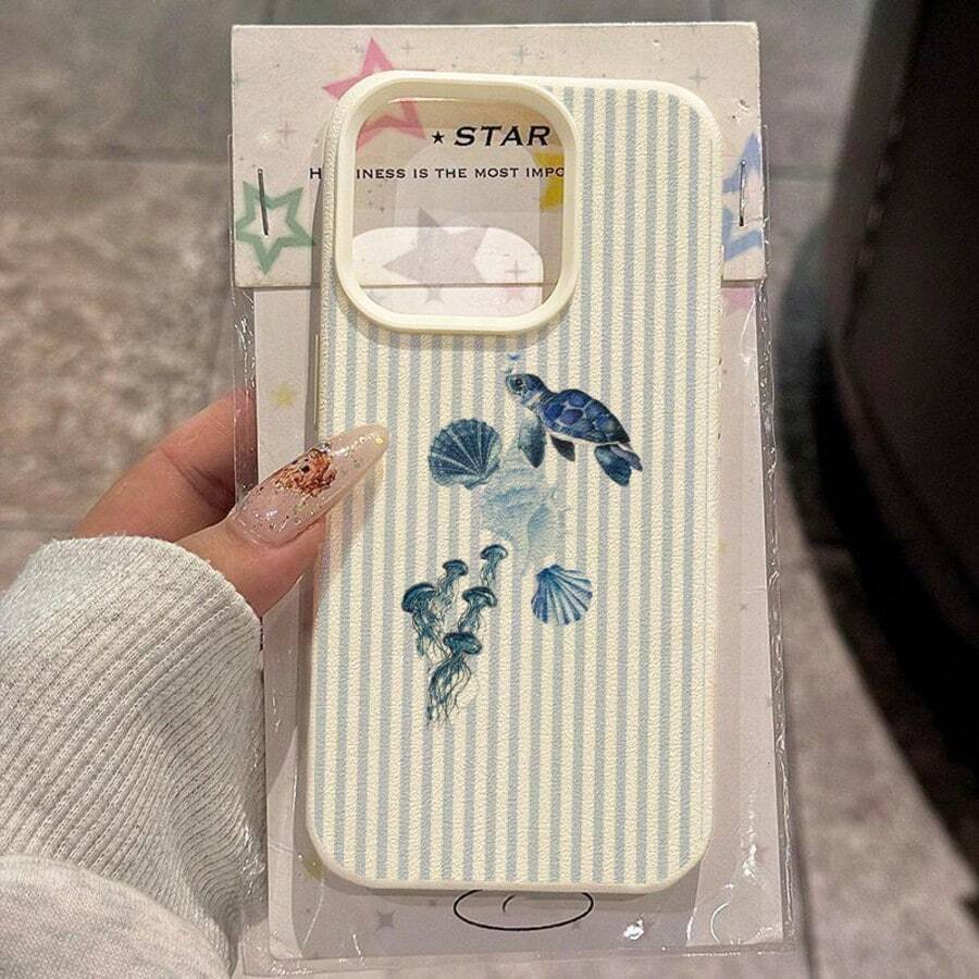 Ốp lưng điện thoại Ocean 1pc chất liệu TPU, họa tiết sọc xanh nhạt lấy cảm hứng từ đại dương, tương thích với iPhone 17 Pro Max/17/16 Pro Max/15/13/12/11, S20 FE/A15/S24/A55, Note 11/Note 12/Note 13 Pro, bảo vệ điện thoại toàn diện chống rơi vỡ, vỏ mềm bảo vệ điện thoại. - trắng - Xem 1