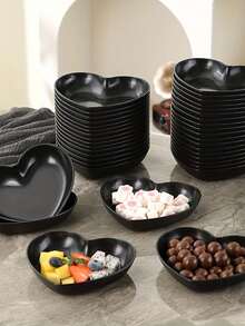 8pcs Black Heart-Shaped Plastic Plates - Multipurpose For Nuts, Snacks, Fruits, Desserts, Cakes, Chips - Kitchen Supplies, Suitable For Home, Party, Wedding, Birthday, Holiday - Multicolor - View 7