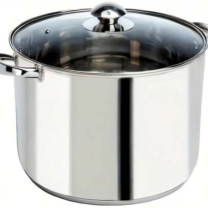 Large Capacity Tri-Ply Stainless Steel Stock Pot, Heavy Duty Induction Cooking Pot- With Lid, Compatible With Gas & Electric Stoves For Home, Restaurant, Camping - Easy-Clean Multi-Purpose Cooking Pot, Restaurant Cookware, Versatile Cookware