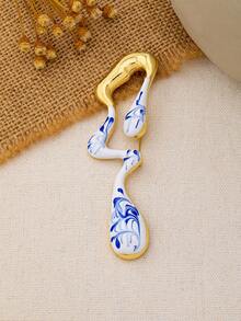 1pc Minimalist Geometric Lava Shaped Smooth Brooch, Suitable For Daily Wear, Gatherings And Festivals - Gold - View 10
