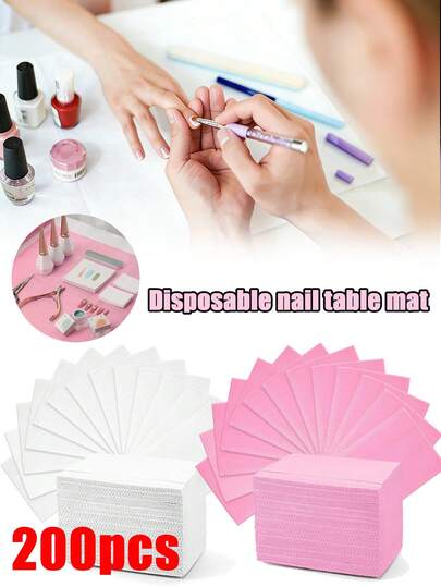 200 miếng lót bàn làm móng dùng một lần màu hồng và trắng, chống thấm nước, thiết kế ba lớp vải không dệt, kích thước lớn, miếng lót đa chức năng chống bụi móng, vật tư tiêu hao phụ kiện làm móng, thích hợp cho gia đình, nha khoa, tiệm làm móng, miếng lót chống bám bẩn, miếng lót bàn chuyên dụng cho hình xăm, dụng cụ làm móng (200/125/50/6 miếng)