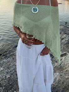 Áo dệt kim tối giản, thanh lịch, gợi cảm phong cách Mori Girl dành cho nữ, thích hợp cho mùa Xuân/Hè. - màu xanh lá - Xem 1