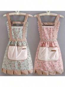 1 pieza Delantal de lona con estampado floral y capucha - Adecuado para chefs, camareros y trabajadores de cocina, evita salpicaduras de aceite, impermeable, fácil de limpiar, herramienta y accesorio de cocina esencial para entusiastas de la cocina - Ver 8