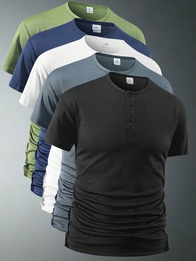 1 chiếc áo thun ngắn tay nam kiểu boyfriend mùa hè, nhanh khô, thoáng khí, mềm mại, thoải mái, thích hợp cho tập thể dục, thể thao, thường ngày.