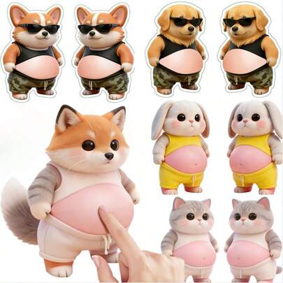 Miếng dán bảo vệ tường hình bụng chó Corgi 3D dễ thương - Miếng dán tường hình mèo nhung mềm mại, thích hợp cho căn hộ, nhà ở, phòng tắm, nhà bếp và phòng ngủ. Miếng đệm chống va chạm với động vật, có thể dùng để bảo vệ điện thoại, máy tính xách tay, cửa cho thú cưng và tường, keo dính chắc chắn.