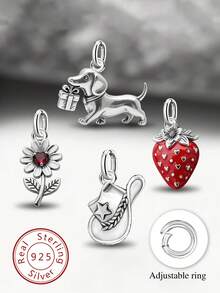 1 chiếc mặt dây chuyền hình thỏ hoa mùa xuân bằng bạc sterling 925 đơn giản và độc đáo, mặt dây chuyền tự làm hình thỏ, trang sức tinh tế làm quà tặng cho phụ nữ hoặc nam giới. - tập trung - Xem 1