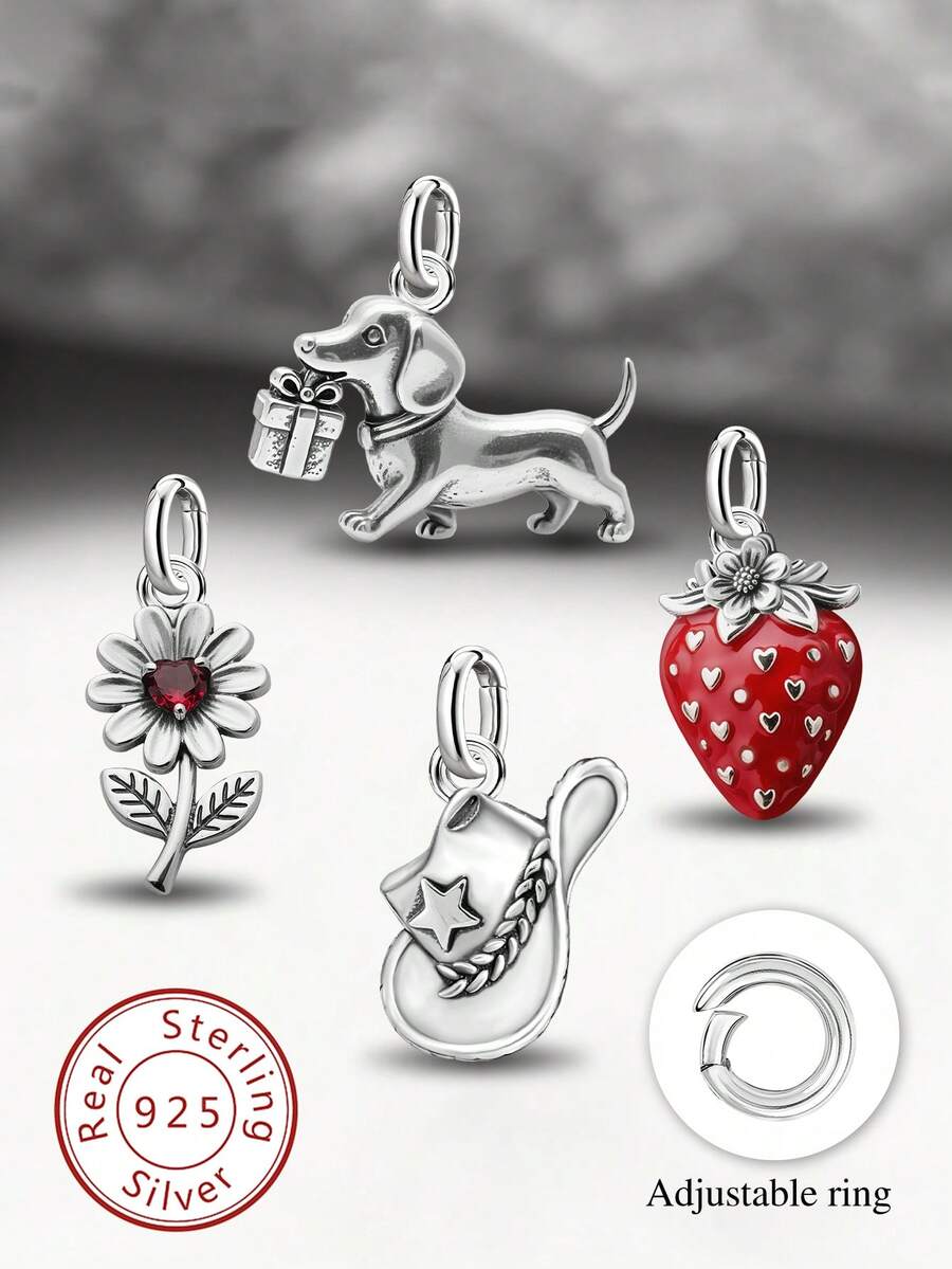 1 chiếc mặt dây chuyền hình thỏ hoa mùa xuân bằng bạc sterling 925 đơn giản và độc đáo, mặt dây chuyền tự làm hình thỏ, trang sức tinh tế làm quà tặng cho phụ nữ hoặc nam giới. - tập trung - Xem 1