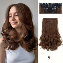 14inchHair Extensions Clip In, 4PCS Wavy Hair Extension, Dark Blonde With Highlights Hair Extensions For Women - Multicolor - View 12