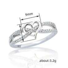 1 pieza Anillo decorativo de cristal con forma de corazón elegante para mujeres, adecuado para uso diario, fiestas, celebraciones y hace un gran regalo - Dorado - View 3