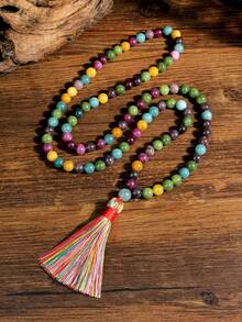 99pcs Natural Beryl Bohemian Style Yoga Necklace - Multicolor - View 12