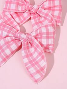 2pcs Girls Pink Plaid Crocodile Hair Clips, Elegant Sweet Hair Accessories For Party, Daily, Holiday, Wedding, Gift For Teens - Pink - View 7