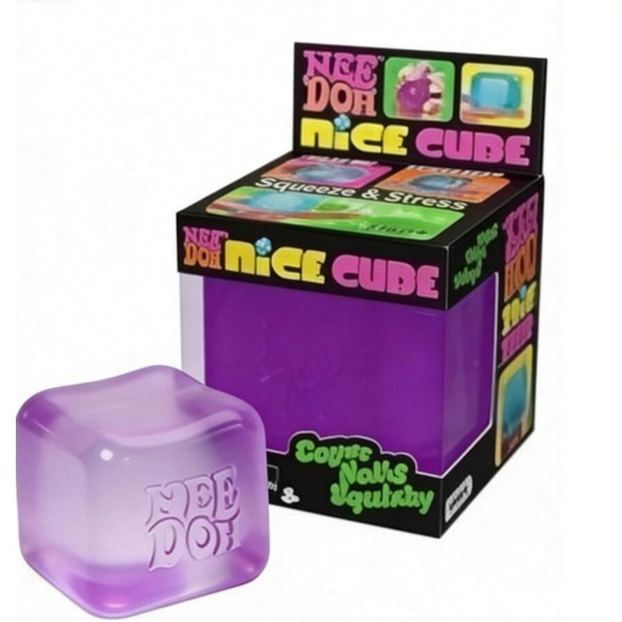 Nee Doh Nice Cube Squishy - Premium Skin-Friendly TPE, Durable Slow Rebound, Trending Fidget Toy, Ideal For Classroom & Travel, Sensory Play, Ages 3+ - 紫色 - 查看 1