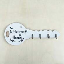 1pc Decorative Wall Mounted Key Holder With 4 Hooks, Can Hang Towels, Keys, Umbrellas And Miscellaneous Items - Ideal For Home And Room Decor - Multicolor - View 6